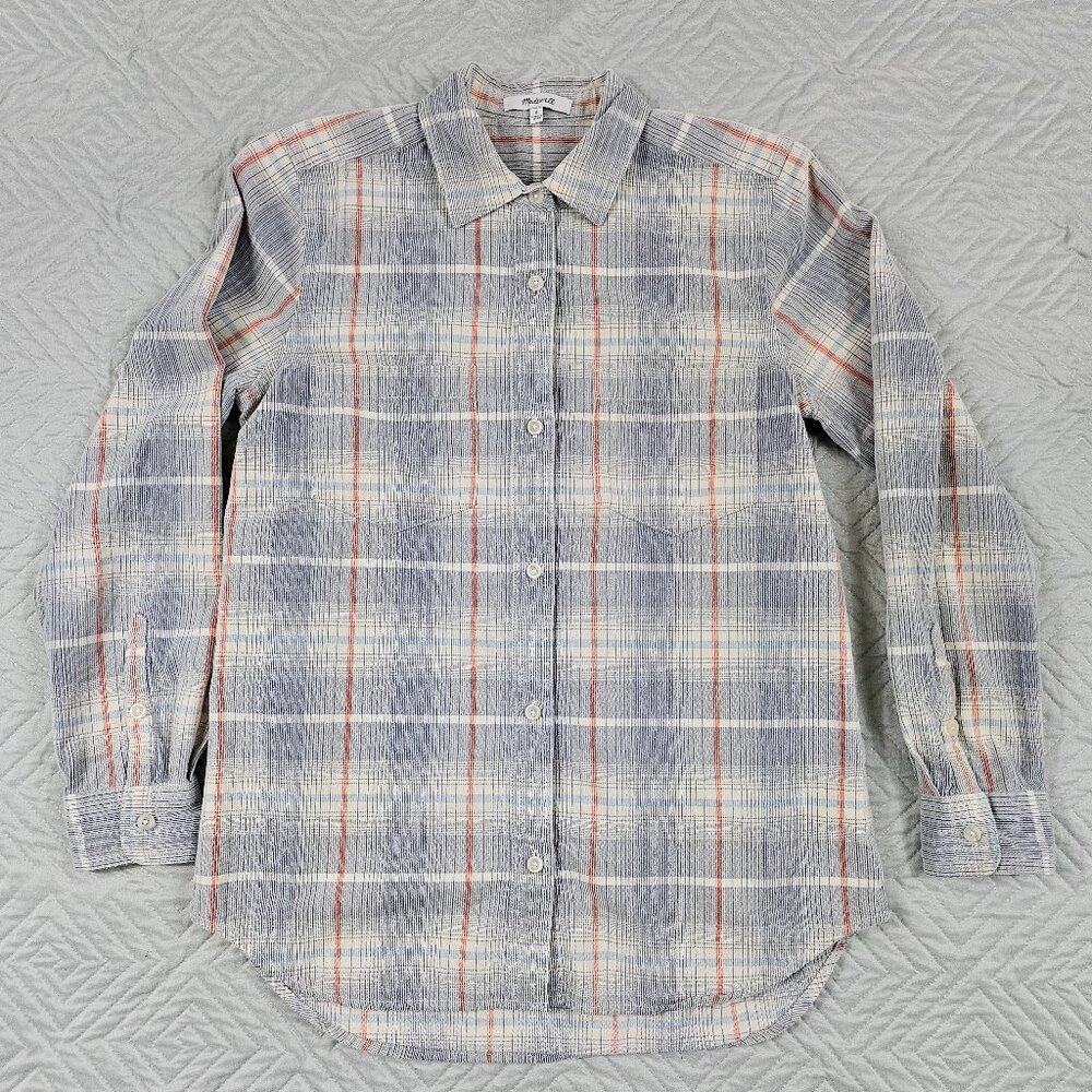 Madewell Shirt Womens S Corduroy Classic Ex-Boyfriend Plaid Long Sleeve
